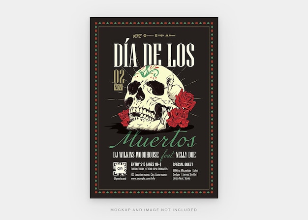 PSD plantilla de volante de celebración del día de los muertos en psd v1