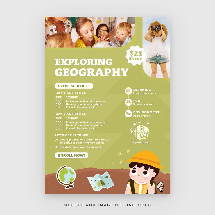 PSD plantilla de volante de clase de geografía en psd v2