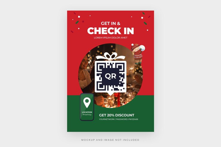 PSD plantilla de volante de código qr de navidad en psd v5