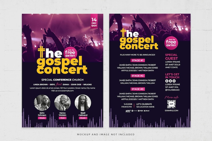 PSD plantilla de volante de concierto de música gospel cristiana en psd