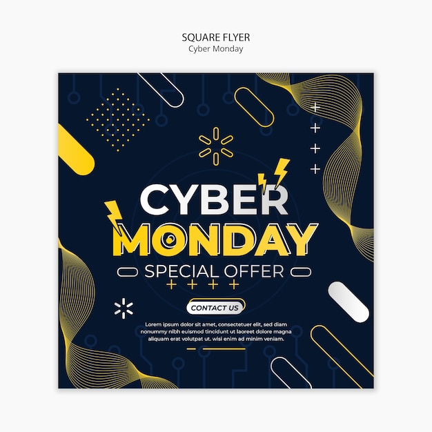 Plantilla de volante cuadrado de cyber monday