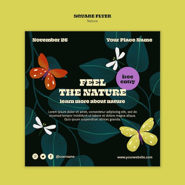 Plantilla de volante cuadrado de la naturaleza