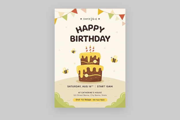 Plantilla de volante de cumpleaños para niños en PSD V1