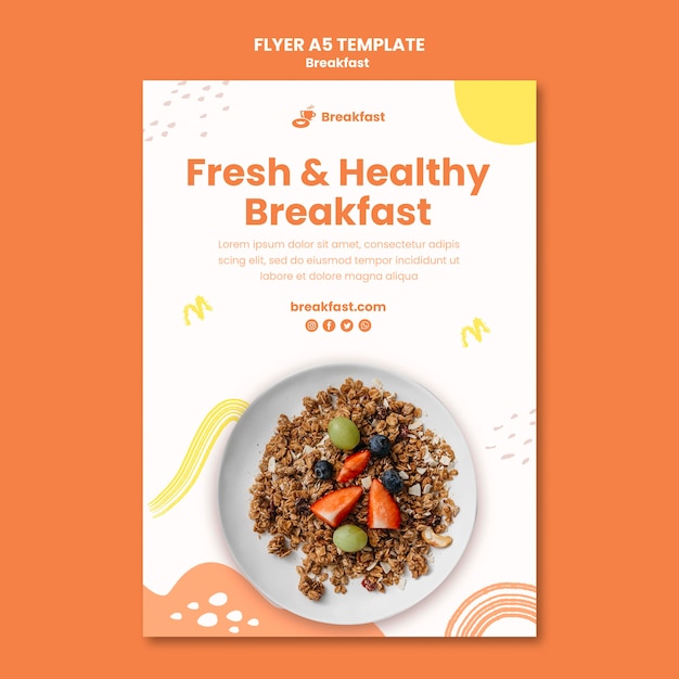 Plantilla de volante de desayuno delicioso