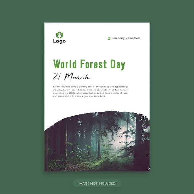 Plantilla de volante del día mundial del bosque diseño de cartel de bosque natural