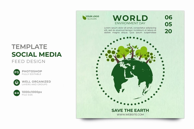 Plantilla de volante del día mundial del medio ambiente para banner de publicación en redes sociales