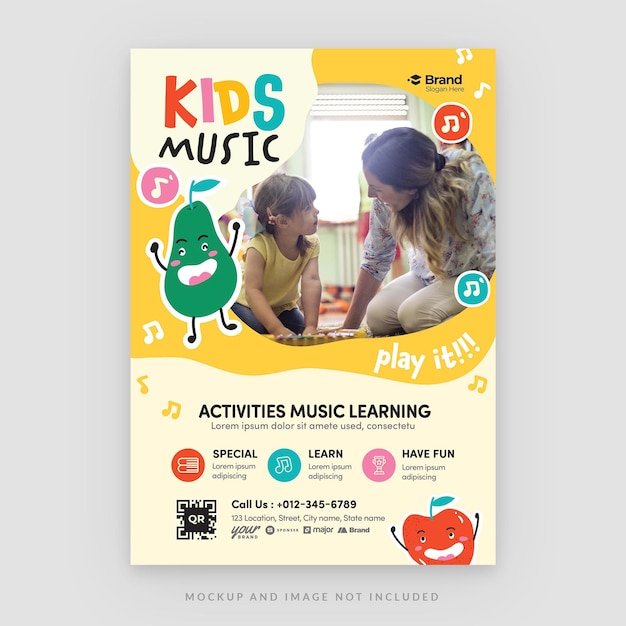 Plantilla de volante de educación musical para niños en PSD V2