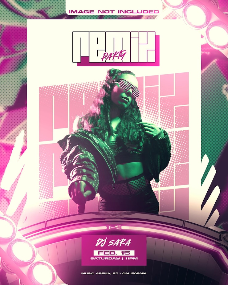 PSD plantilla de volante para el evento de dj de la fiesta de música electrónica