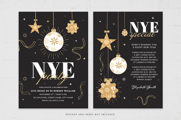 Plantilla de volante de evento de fiesta de año nuevo de NYE en PSD
