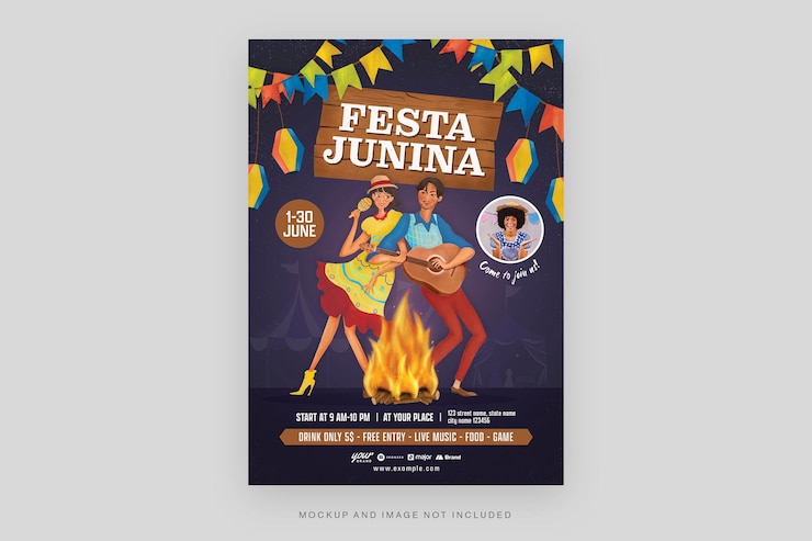 PSD plantilla de volante festa junina en psd para celebración brasileña