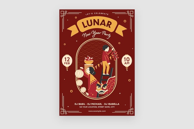 Plantilla de volante de fiesta de año nuevo lunar en psd v1