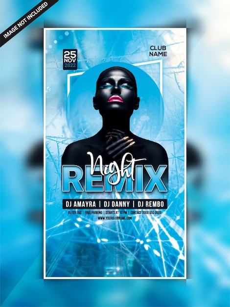 Plantilla de volante de fiesta de club nocturno remix o banner web de instagram