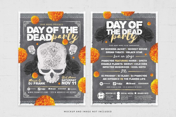 PSD plantilla de volante de fiesta del día de los muertos en psd para la celebración de muertos