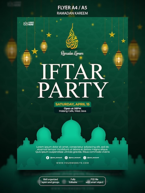 Plantilla de volante de fiesta Ramadán Iftar