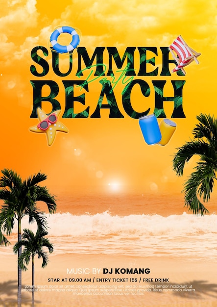 plantilla de volante de la fiesta de verano