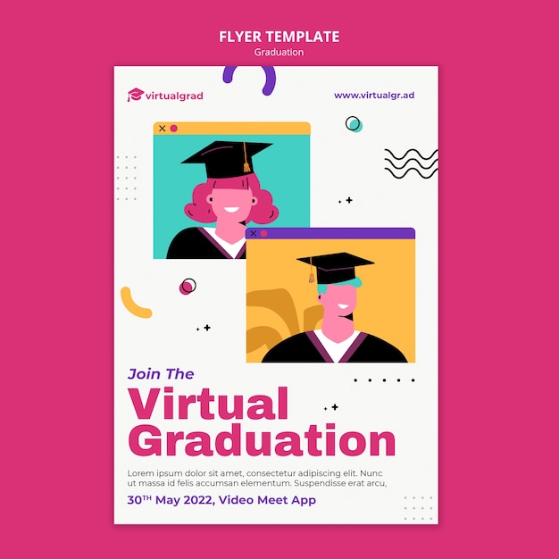 Plantilla de volante de graduación virtual