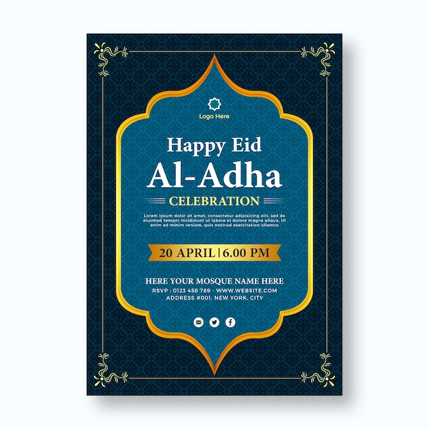 Plantilla de volante de invitación para el eid al adha