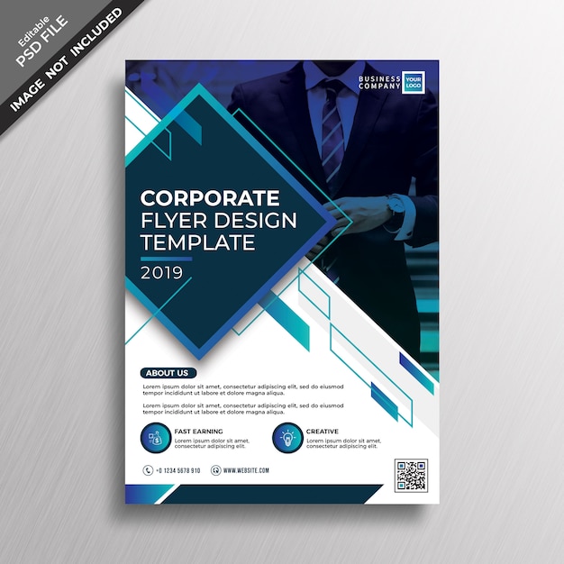 Plantilla de volante de negocios corporativos gradiente azul oscuro