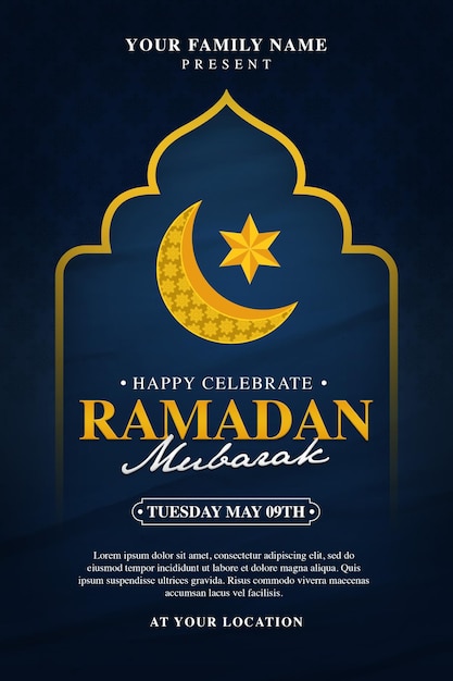 Plantilla de volante o póster de Ramadán Mubarak