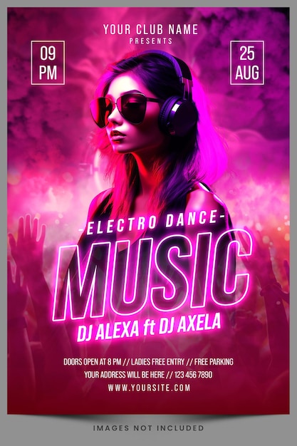 Plantilla de volante psd para fiesta de música electrónica