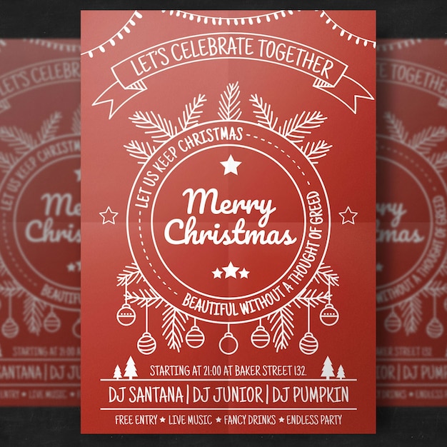 PSD plantilla de volante rojo simple de navidad