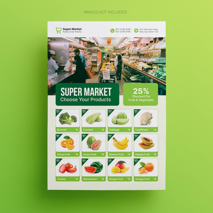 PSD plantilla de volante de supertienda para cartel de descuento de promoción de producto