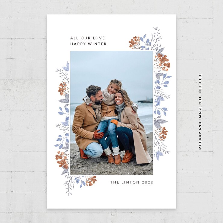 PSD plantilla de volante de tarjeta fotográfica de tarjeta de saludos de otoño otoño invierno