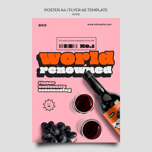 PSD plantilla de volante de vino de estilo retro