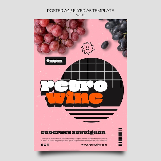 Plantilla de volante de vino retro