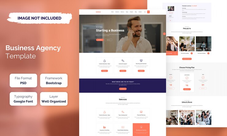 PSD plantilla web de agencia de negocios