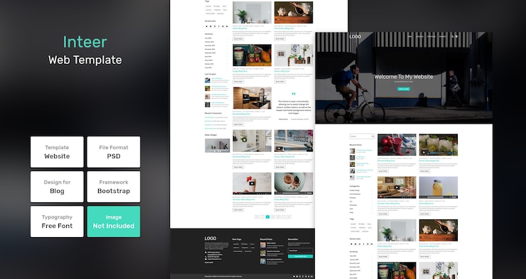PSD plantilla web de blog inteer