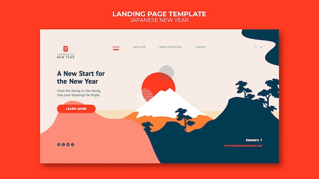 PSD plantilla web cultural de año nuevo japonés