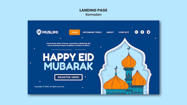 PSD plantilla web ilustrada de ramadan kareem