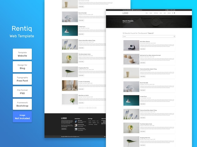 Plantilla web de página de búsqueda de blog rentiq