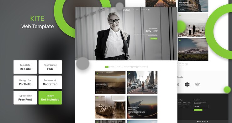 PSD plantilla web para portafolio de cometas