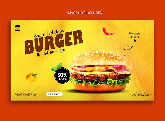 plantilla web de redes sociales de hamburguesa sabrosa.