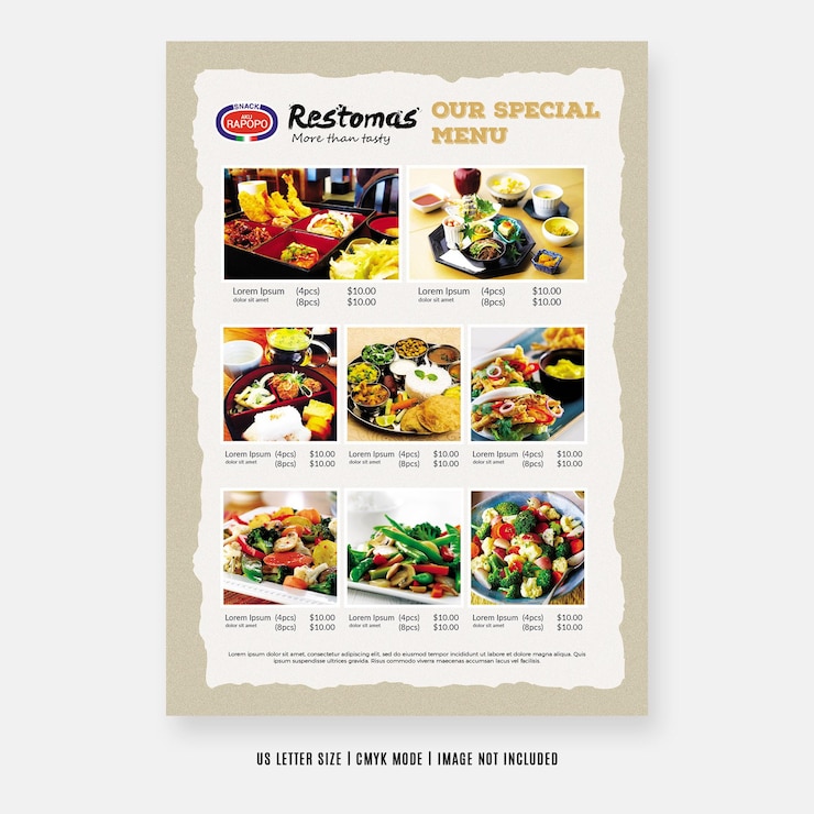 PSD plantillas de diseño de folletos de menús de restaurantes de comida