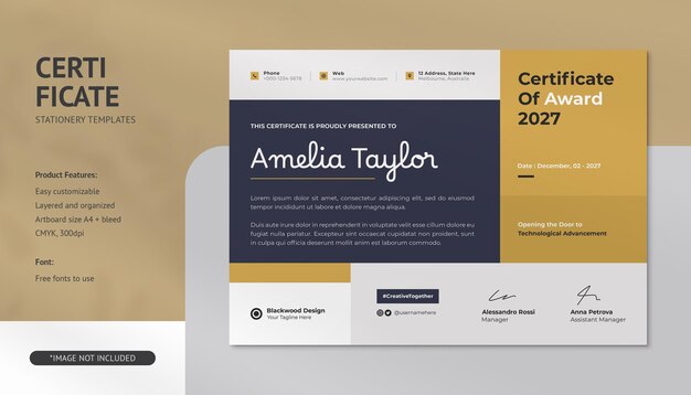 Las plantillas de diseño de PSD de los certificados