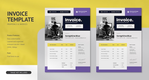 Plantillas de diseño PSD de facturas modernas y profesionales