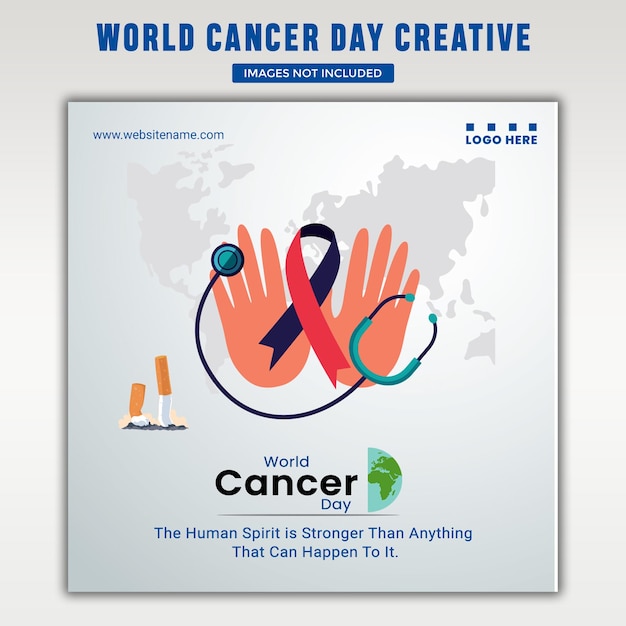 Plantillas y diseño de publicaciones de concienciación en las redes sociales para el Día Mundial del Cáncer