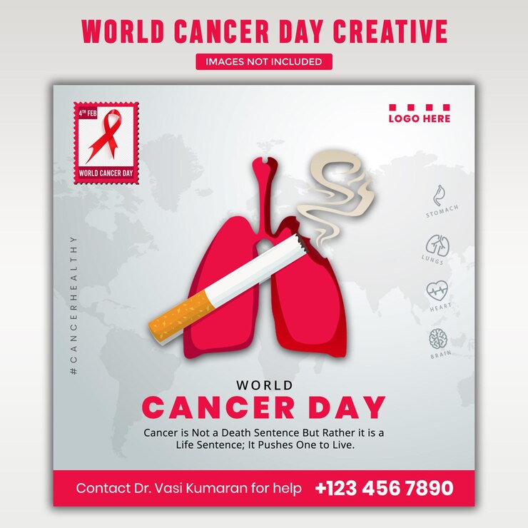 Plantillas y diseño de publicaciones de concienciación en las redes sociales para el Día Mundial del Cáncer