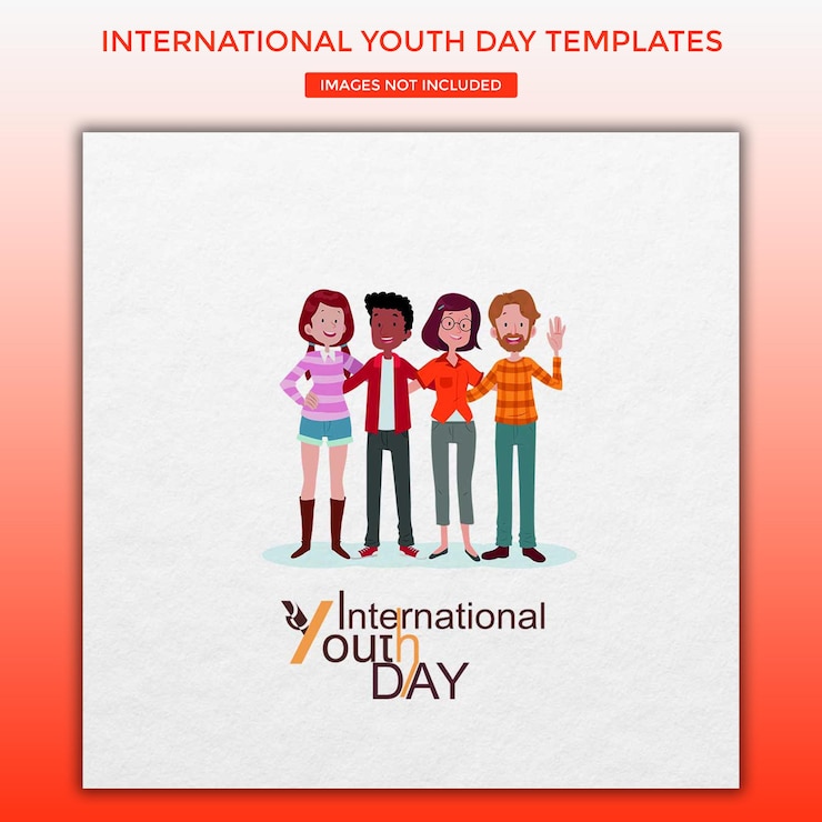 Plantillas de diseño de publicaciones en redes sociales de celebración del día internacional de la juventud para facebook e instagram