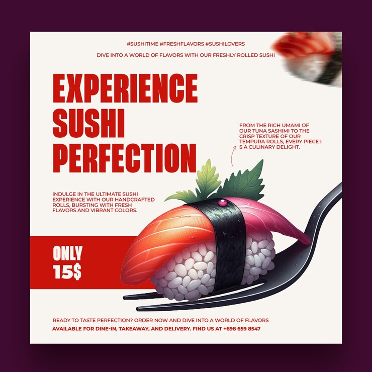 PSD las plantillas de diseño de sushi para redes sociales son perfectas para anuncios.