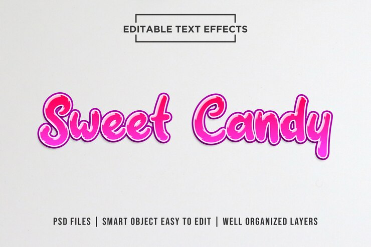 PSD plantillas de efectos de texto editables sweet candy