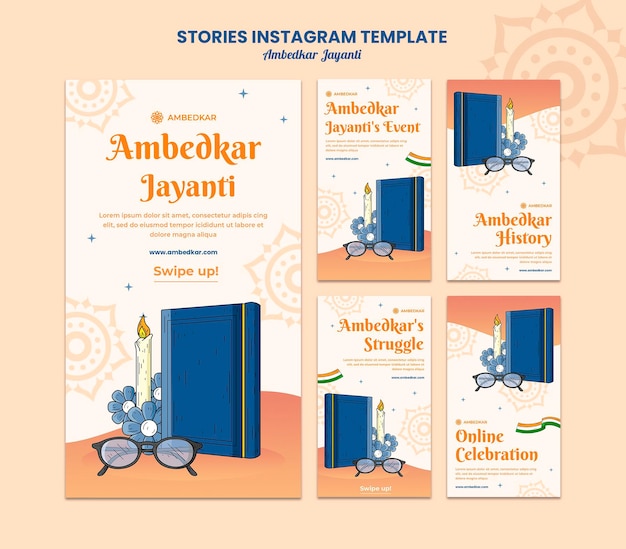 PSD plantillas de historias de instagram de ambedkar jayanti