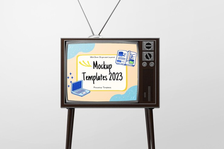 PSD las plantillas de maquillas de tv retro 2023