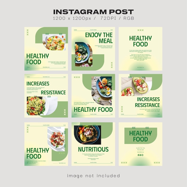Plantillas de publicaciones de alimentos saludables en las redes sociales