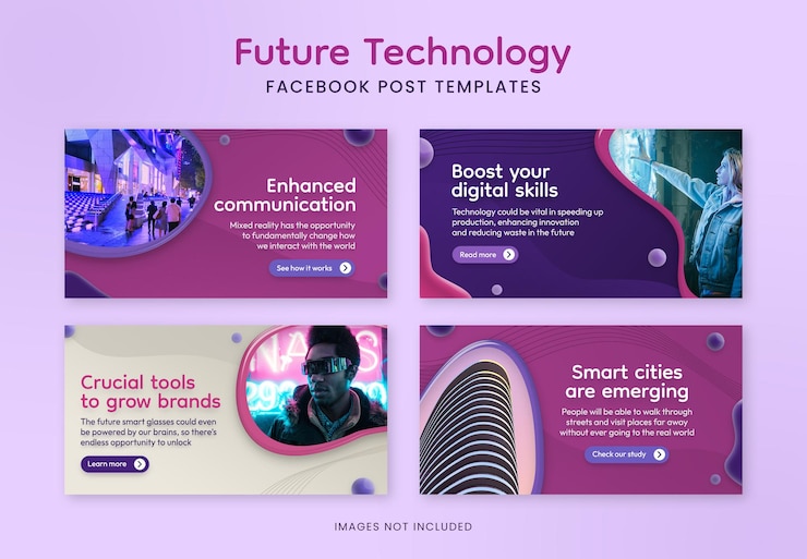 PSD plantillas de publicaciones futuristas de facebook para metaverse e innovaciones de ia