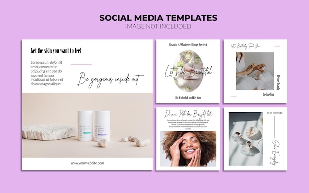 PSD plantillas de publicaciones de instagram para redes sociales de belleza
