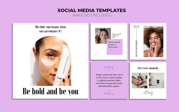Plantillas de publicaciones de instagram para redes sociales de belleza
